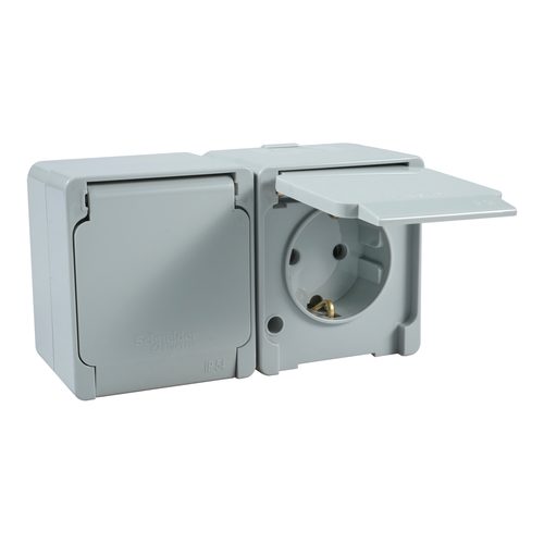 Earthed socket 2-gang IP54 surface-mounted Mureva NML7500133 - Harvesso